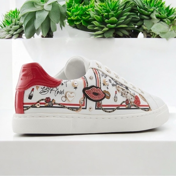 ALDO White/Comb Meday Jewel-Encrusted Faux-Leather Trainers Sneakers - Picture 5 of 16